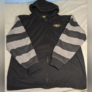 Loser Machine Black and Gray Striped Men's Hoodie